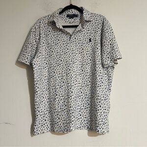 Polo Ralph Lauren Classic Fit Blue Floral Printed Short Sleeve Polo Size Large
